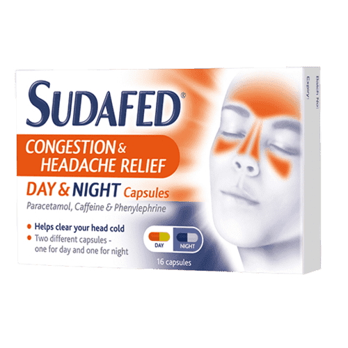 Sudafed Congestion & Headache D & N Caps 16's