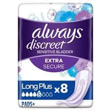ALWAYS DISCREET PADS LONG PLUS 8’S